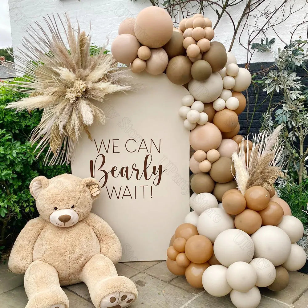 Boho Ballon-Girlande – Naturtöne Sand, Apricot & Braun | Babyparty & Geburtstag