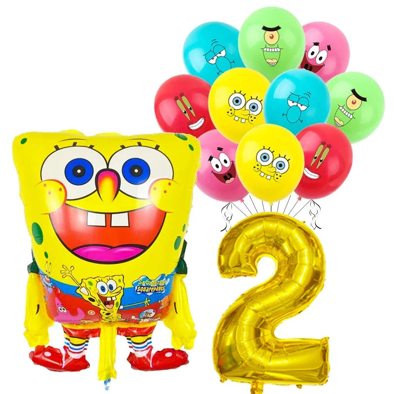 Spongebob Child party Birthday balloon set Patrick Star Foil Number Latex balloon Baby shower Party Decorations Supplies Globos