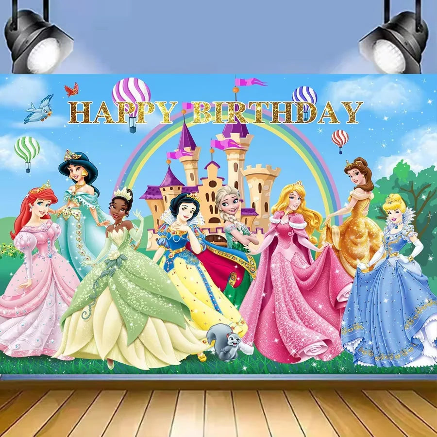 Princess Birthday Party Decorations Candy Gift Boxes Pink Princes Balloons Stickers Tableware Set Backdrop Party Favors Birthday