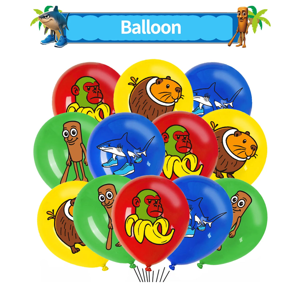 Italian Brainrot Balloons Happy Birthday Tung Tung Sahur Tralalelo Balloons Party Decor Disposable Tableware Cake Topper Toy ﻿