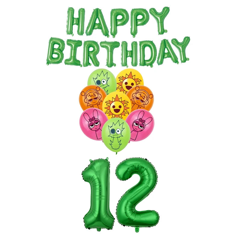 Sprunki Birthday Party Decorations Balloons Backdrop Banners Tableware Set Tablecloth Cups Plates Straws Kids Party Supplies