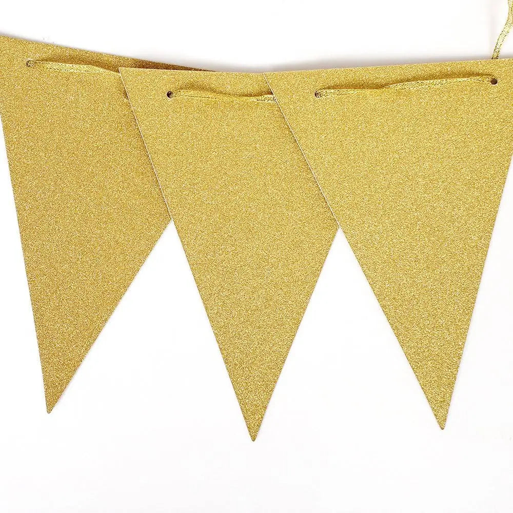 Schwarz Gold Wimpelgirlande – Dreieck Flaggen Banner | Geburtstag, Hochzeit & Abschluss Deko