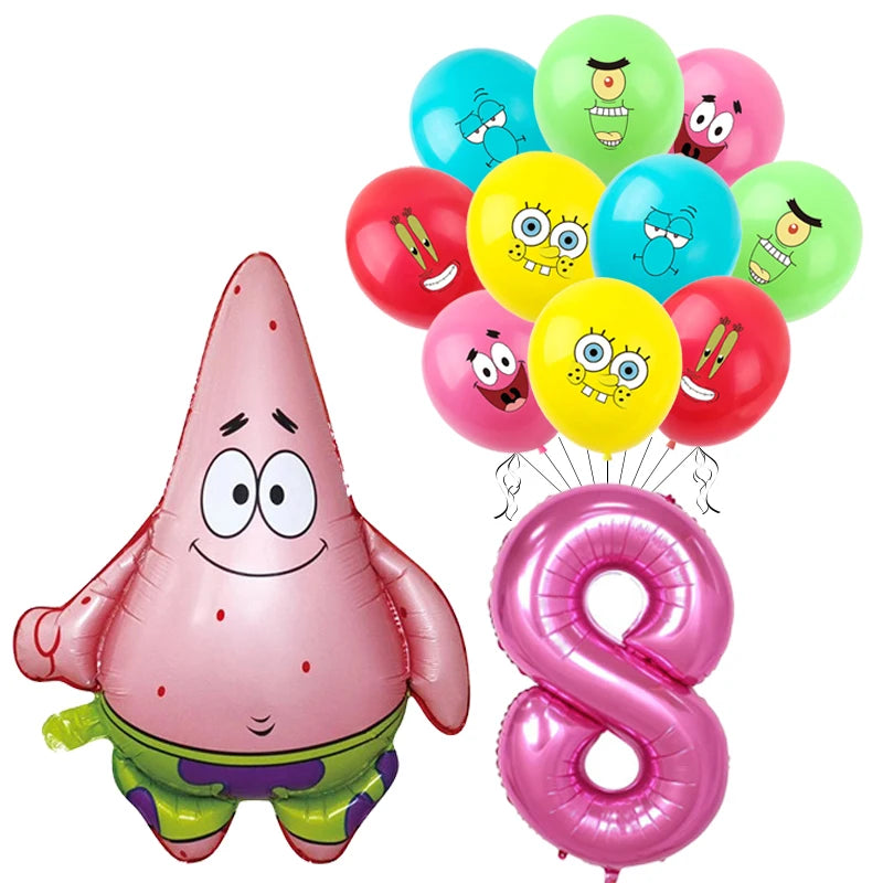 Spongebob Child party Birthday balloon set Patrick Star Foil Number Latex balloon Baby shower Party Decorations Supplies Globos