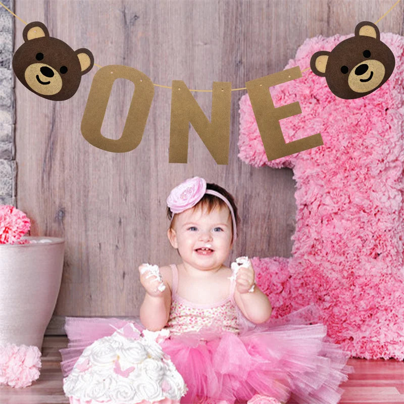 Süßes Bären Banner 1. Geburtstag – Wimpelgirlande für Jungen & Mädchen | Baby Shower & Party Deko | 11 Designs