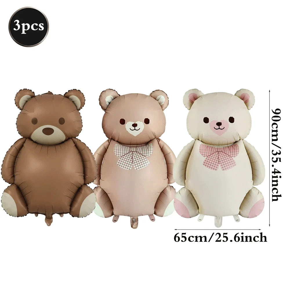 Teddybär Folienballon Set – Süßer Cartoon Bär in Rosa & Creme | Kindergeburtstag & Babyparty