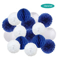 Papier Laternen Set 16-teilig – Runde Laternen, Waben & Pompons | Geburtstag, Hochzeit & Party | 35 Farben