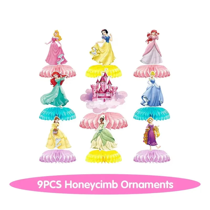 Princess Birthday Party Decorations Candy Gift Boxes Pink Princes Balloons Stickers Tableware Set Backdrop Party Favors Birthday