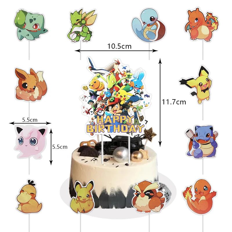 Pokemon Birthday Party Decoration New Ligntning Pikachu Balloon Kid Event Supplies Disposable Tableware Banner Backdrop Plate