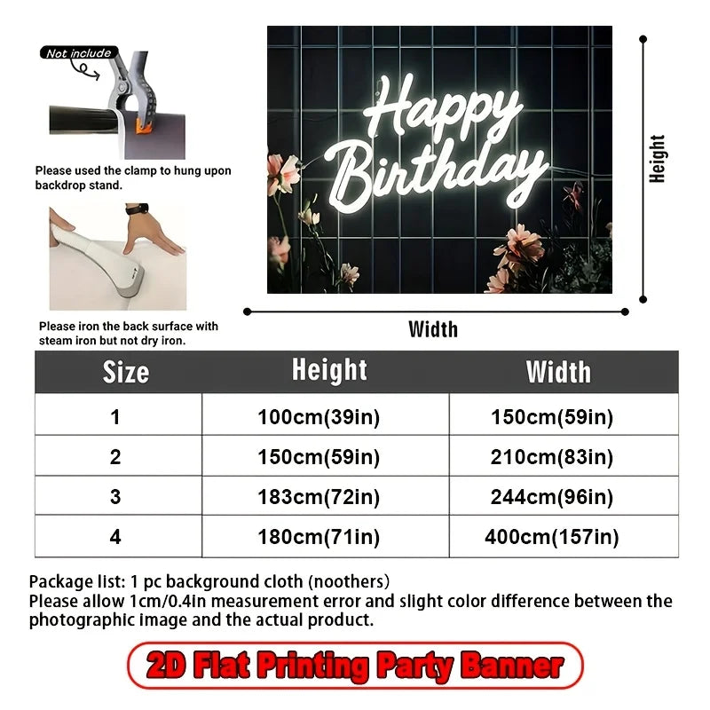 A neon sign for "Happy Birthday", suitable for home decoration, photography, weddings, birthdays, and Valentine's Day.