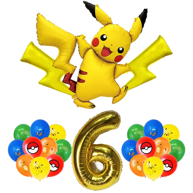 Pokemon Birthday Party Decoration New Ligntning Pikachu Balloon Kid Event Supplies Disposable Tableware Banner Backdrop Plate