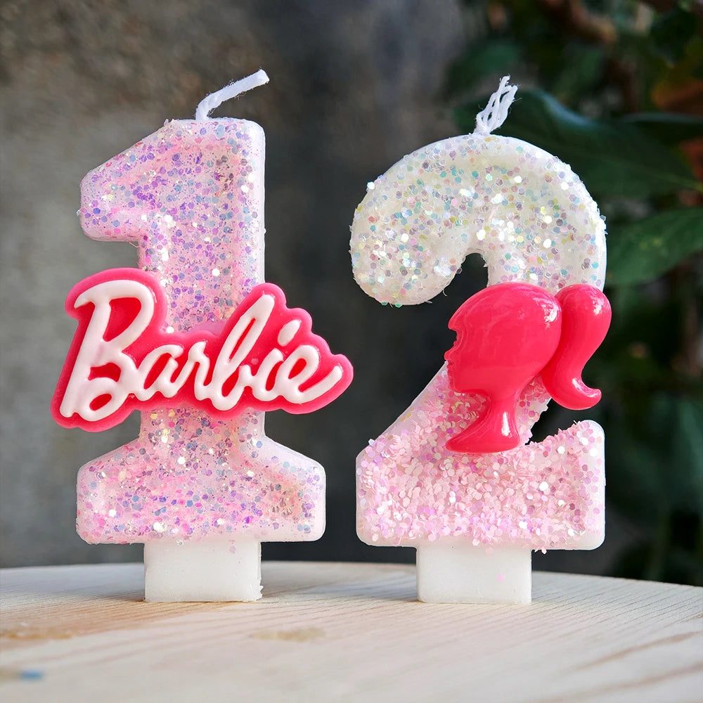 Barbiela Candle Number 0-9 Pink Red Sequin Girls Birthday Cake Decorations Baby Shower  Anniversary Party Gifts