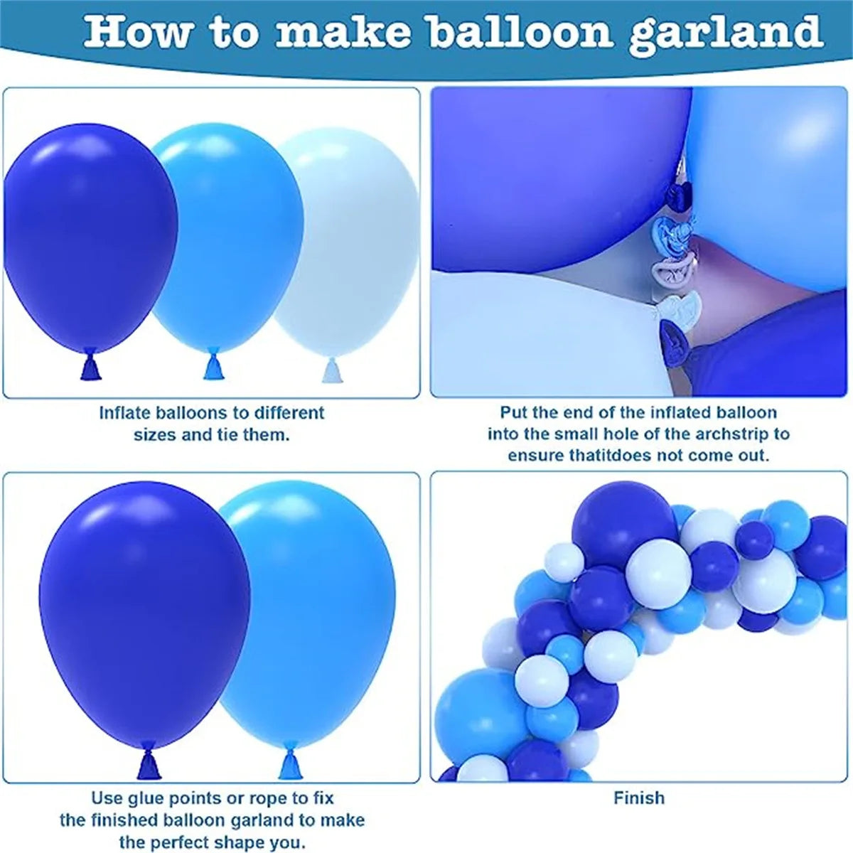 111 Pieces Gray Blue and White Balloon Arch Set Marine Themed Birthday Gift Party Holiday Indoor and Outdoor Decoration Supplies