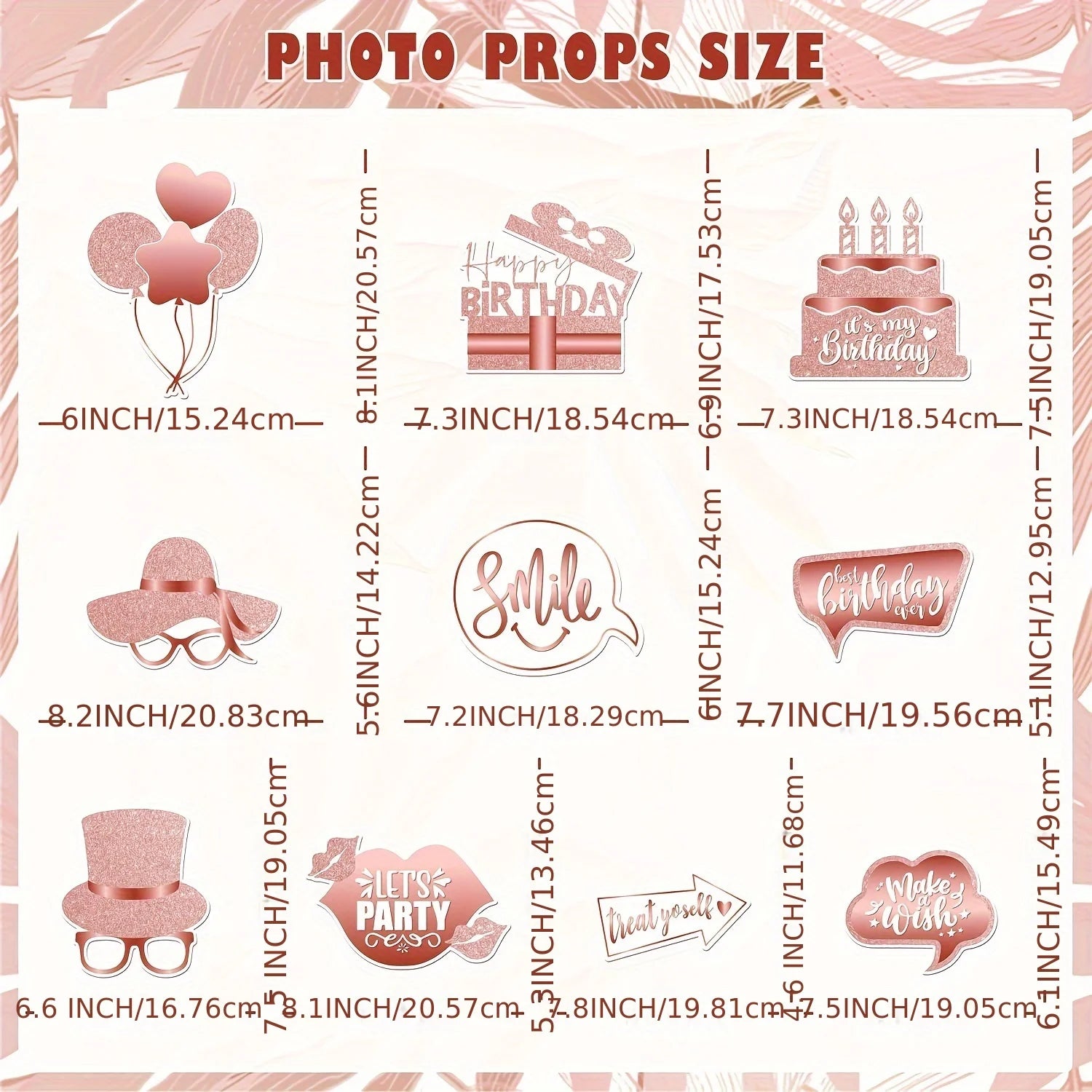 Happy Birthday Photo Booth Props Rose Gold Birthday Party Photobooth Selfie Frame & Props for Birthday Party Decorations Supplie