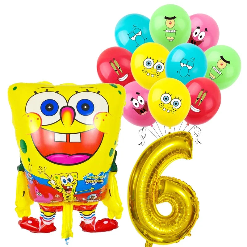 Spongebob Child party Birthday balloon set Patrick Star Foil Number Latex balloon Baby shower Party Decorations Supplies Globos