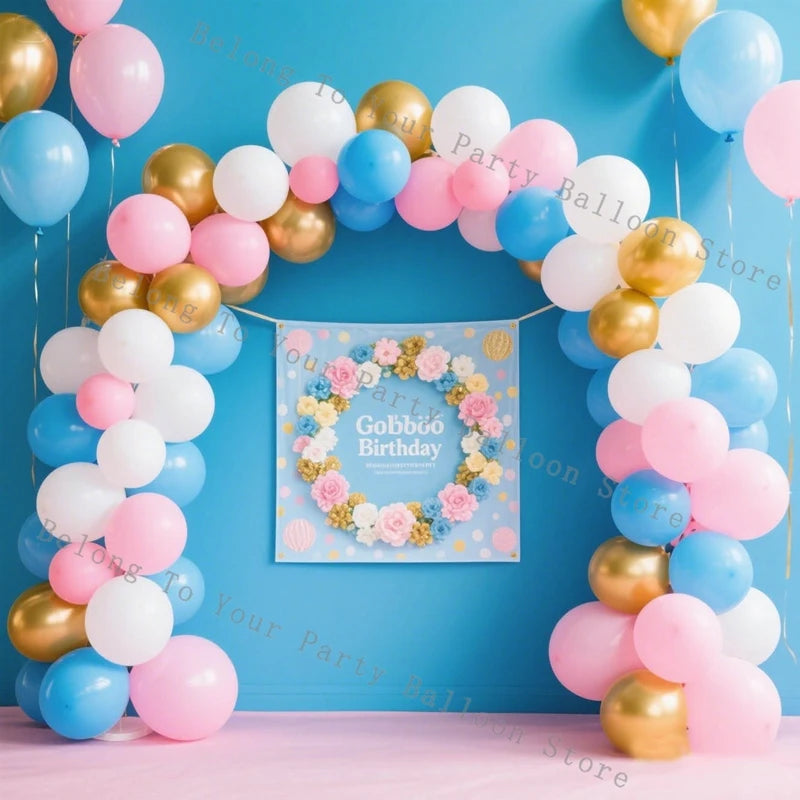 Baby Baptism Balloon Garland Daisy Flower Foil Helium Balloon Arch Kit Gender Reveal Decorations Pink Blue Birthday Party Decor
