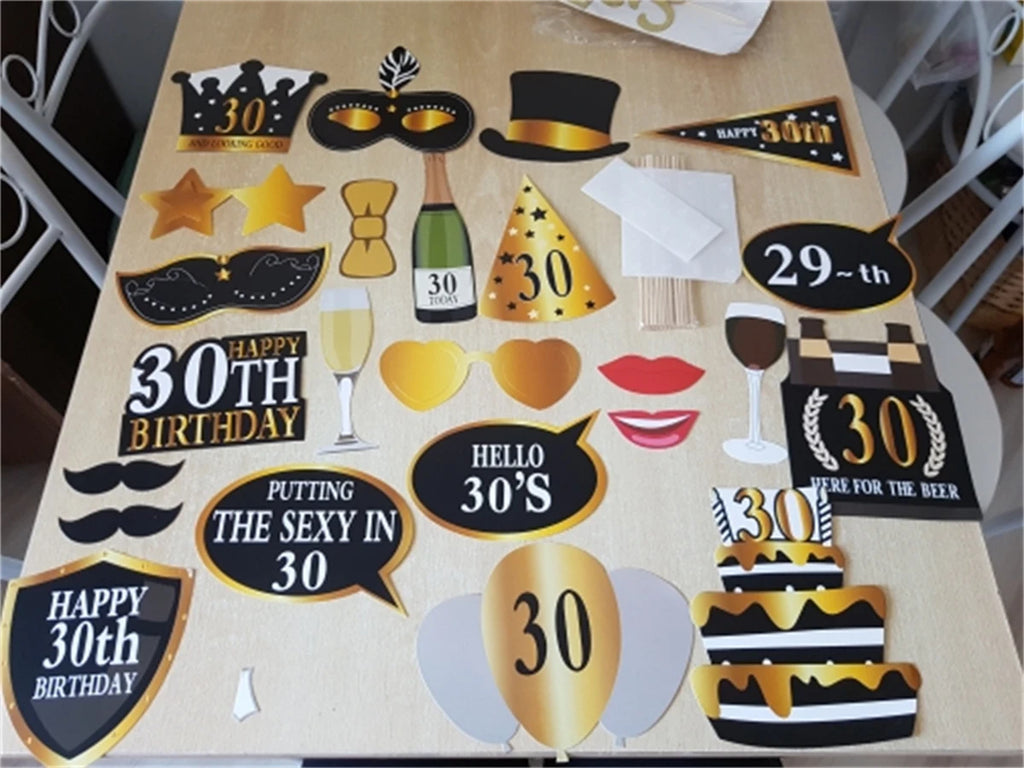 Photo Booth Props Set – Geburtstag 30 40 50 60 Jahre | Fotoshooting Accessoires