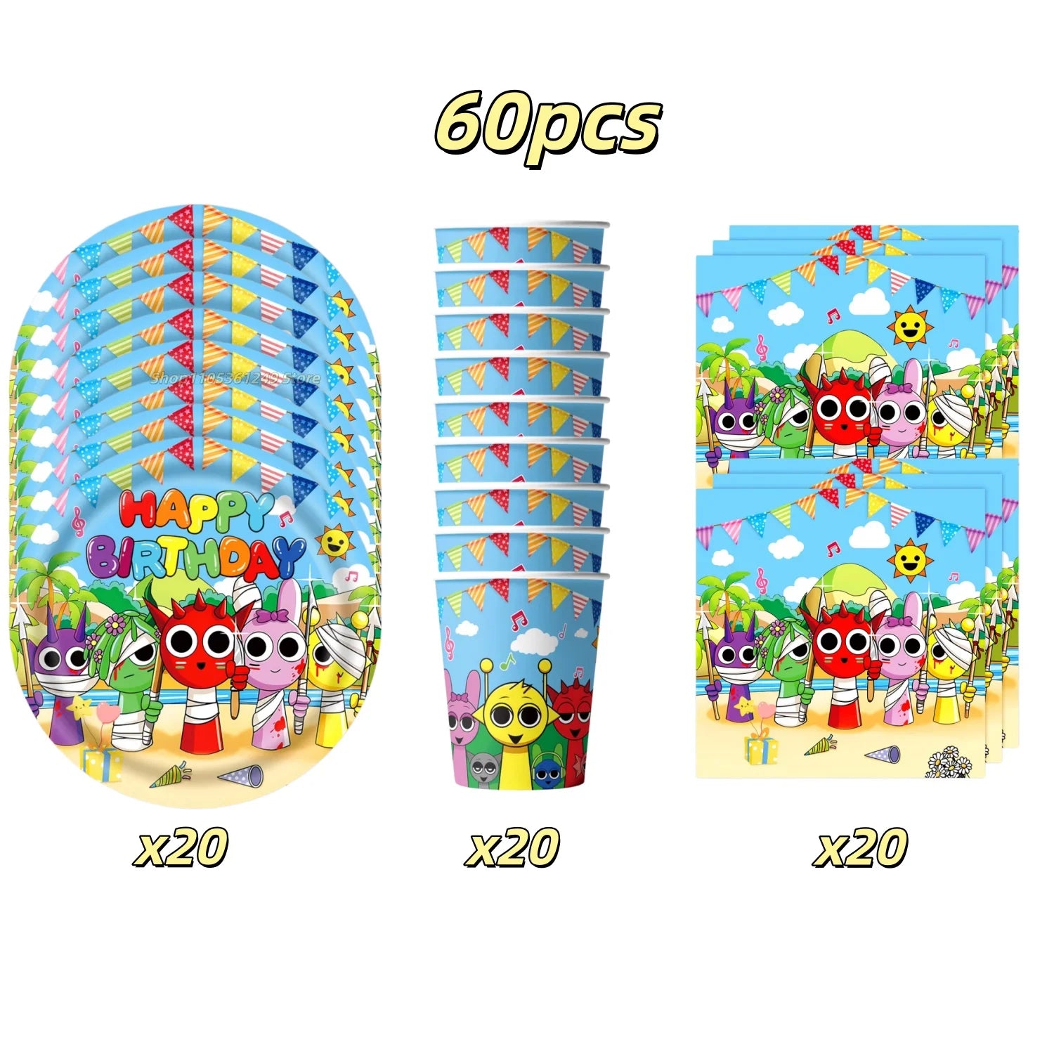 New Sprunki Birthday Party Decoration Balloons Set Kids Boys Favors Birthday Party Supplies IncredibES Tableware for Baby Shower