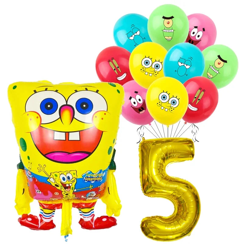 Spongebob Child party Birthday balloon set Patrick Star Foil Number Latex balloon Baby shower Party Decorations Supplies Globos