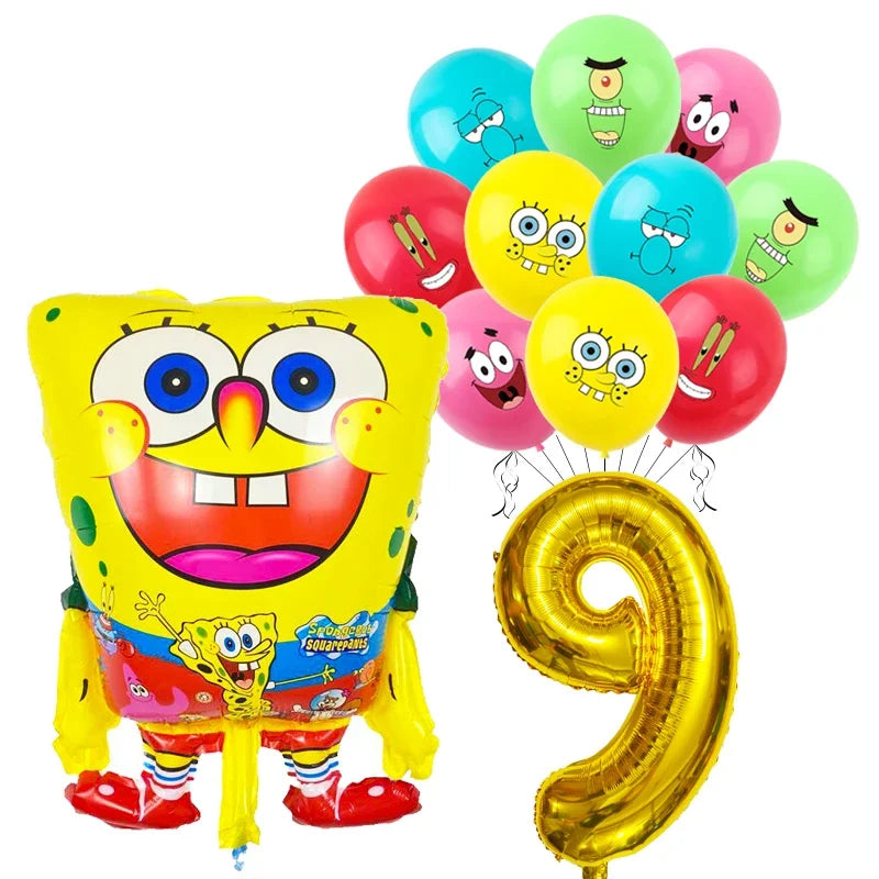 Spongebob Child party Birthday balloon set Patrick Star Foil Number Latex balloon Baby shower Party Decorations Supplies Globos