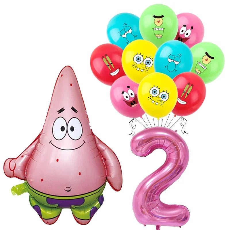 Spongebob Child party Birthday balloon set Patrick Star Foil Number Latex balloon Baby shower Party Decorations Supplies Globos