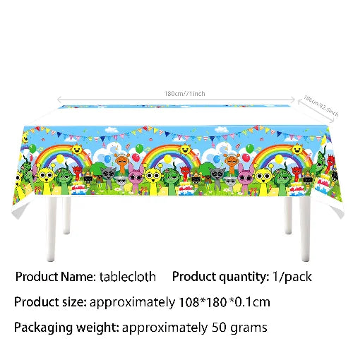 Sprunki Birthday Party Decorations Balloons Backdrop Banners Tableware Set Tablecloth Cups Plates Straws Kids Party Supplies