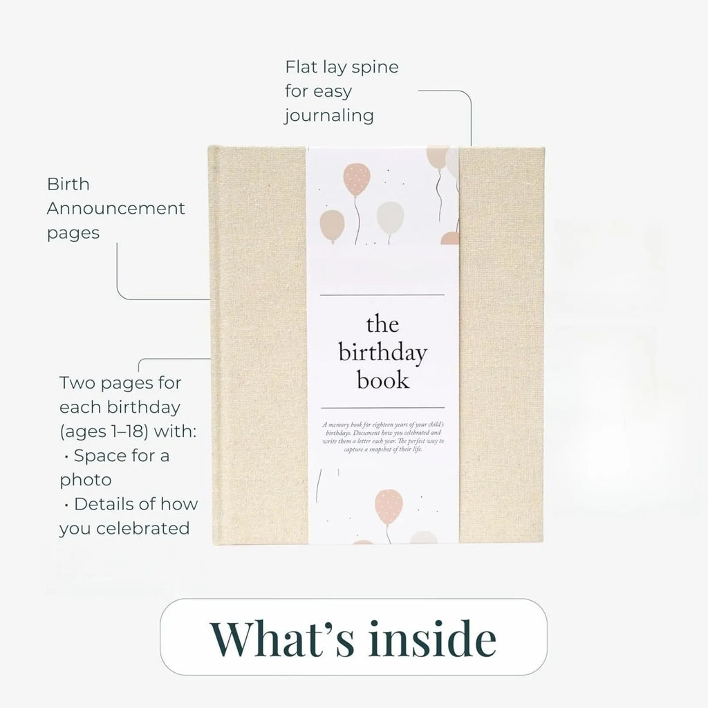 Birthday Memory Book- Elegant Birthday Journal - Baby Journal to Record Milestones, Photos, Letters & More - Baby Memory Gift