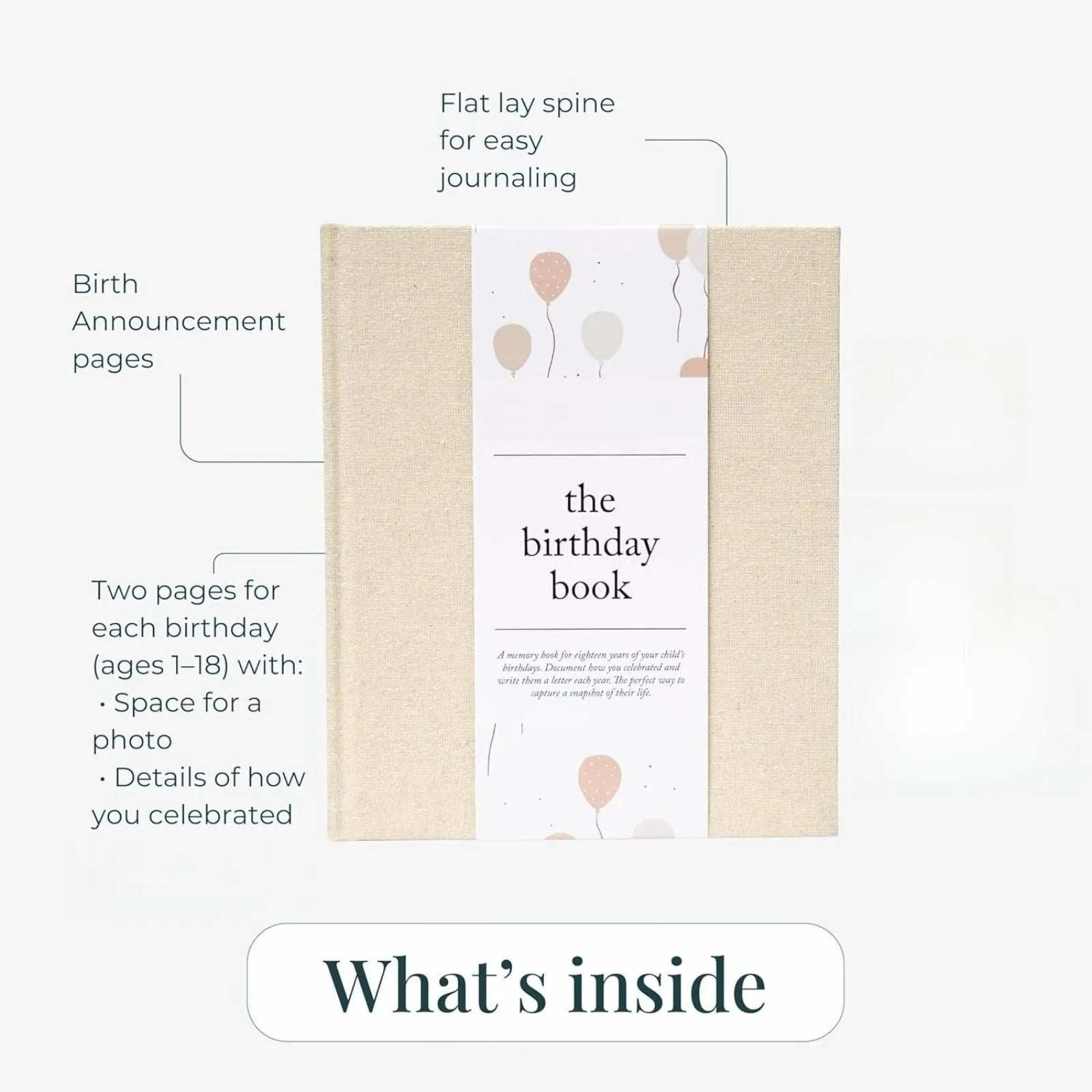 Birthday Memory Book- Elegant Birthday Journal - Baby Journal to Record Milestones, Photos, Letters & More - Baby Memory Gift
