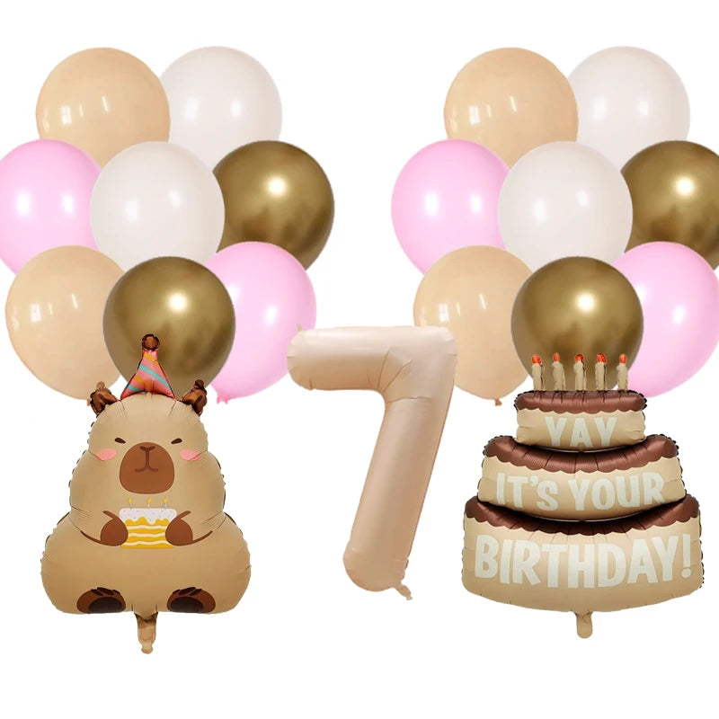 Cute Cartoon Capybara Balloon Capybara Birthday Party Decorations Caramel Foil Number Baby Shower Globos Gift Toys