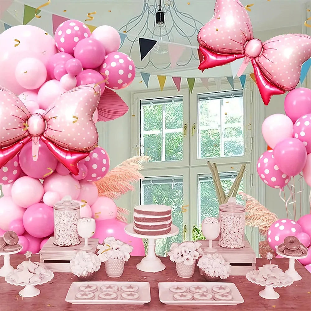 99-teiliges Rosa-Weiß Schleifenballon-Set – Geburtstag, Babyshower & Party Deko