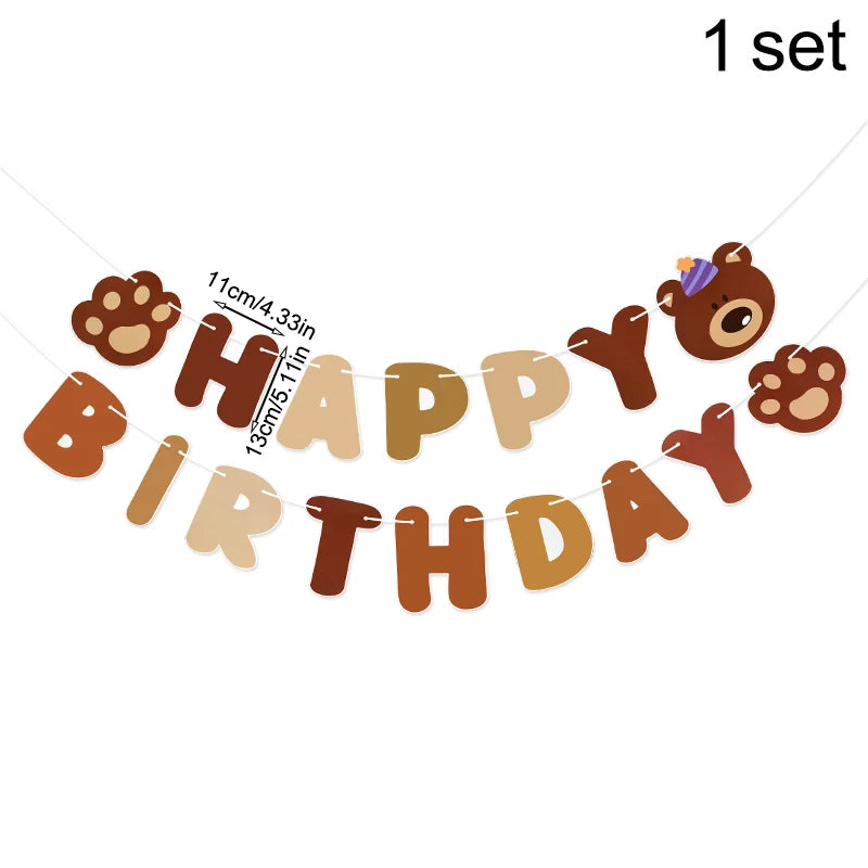 Teddybär Happy Birthday Banner Girlande – Wimpelkette für Kindergeburtstag | 5 Designs