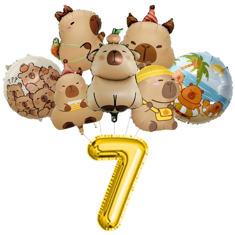 Capybara Birthday Party Decoration Happy Balloons Girl Tablecloth Tableware Surprises Cake Topper Accessories Banner Napkins Set