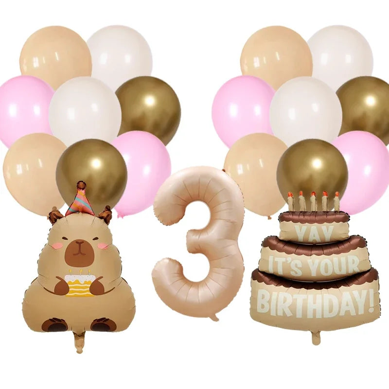 Cute Cartoon Capybara Balloon Capybara Birthday Party Decorations Caramel Foil Number Baby Shower Globos Gift Toys
