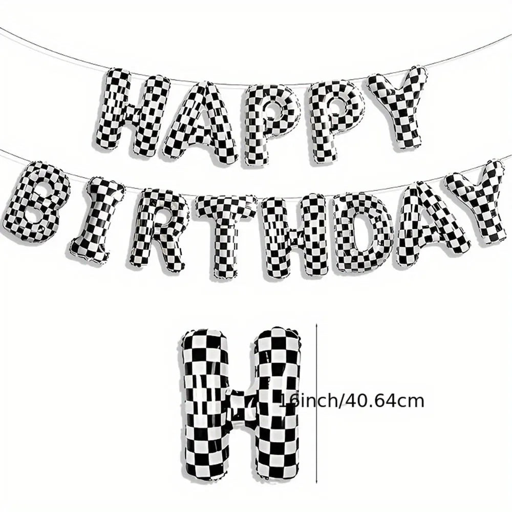 Racing Happy Birthday Ballon Set – Rennwagen Geburtstagsdeko | Folienballon Banner