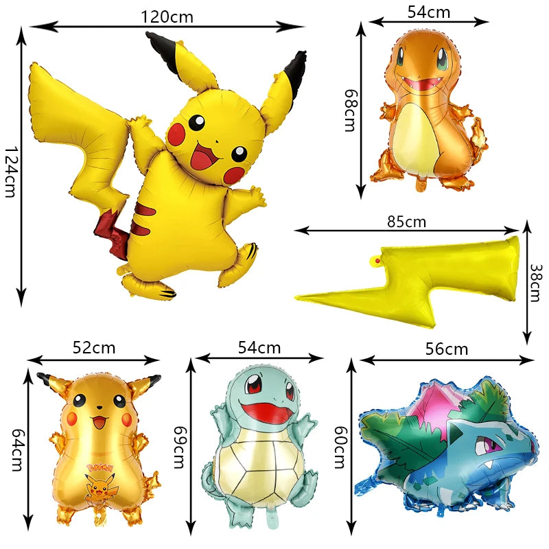 Pokemon Birthday Party Decoration New Ligntning Pikachu Balloon Kid Event Supplies Disposable Tableware Banner Backdrop Plate