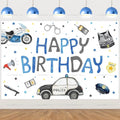 1pc Emergency Vehicle Birthday Backdrop Boy Birthday Party Photography Backdrop Party Decoration Photo Photography Studio Props