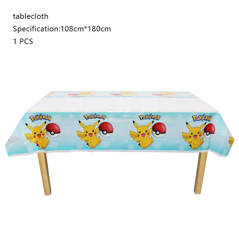 Pokemon Birthday Party Decoration New Ligntning Pikachu Balloon Kid Event Supplies Disposable Tableware Banner Backdrop Plate