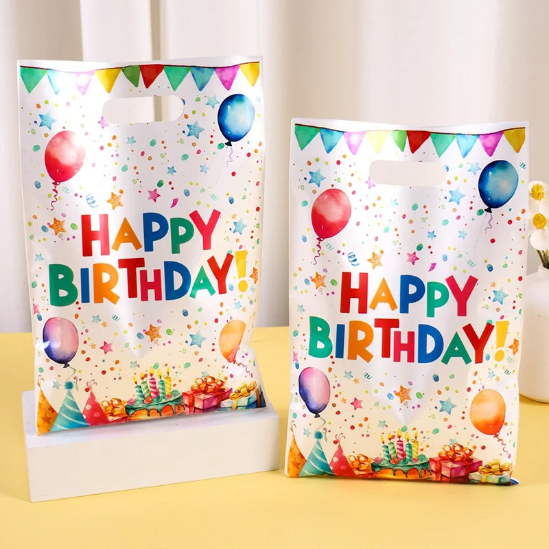 10/20/50pcs Birthday Party Candy Gift Bags Birthday Balloons Hand Bags Happy Birthday Party Decorations Kids Adults Favors Gifts