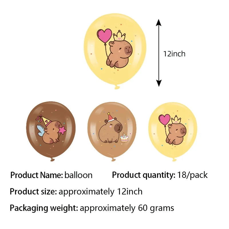 Capybara Birthday Party Decoration Happy Balloons Girl Tablecloth Tableware Surprises Cake Topper Accessories Banner Napkins Set