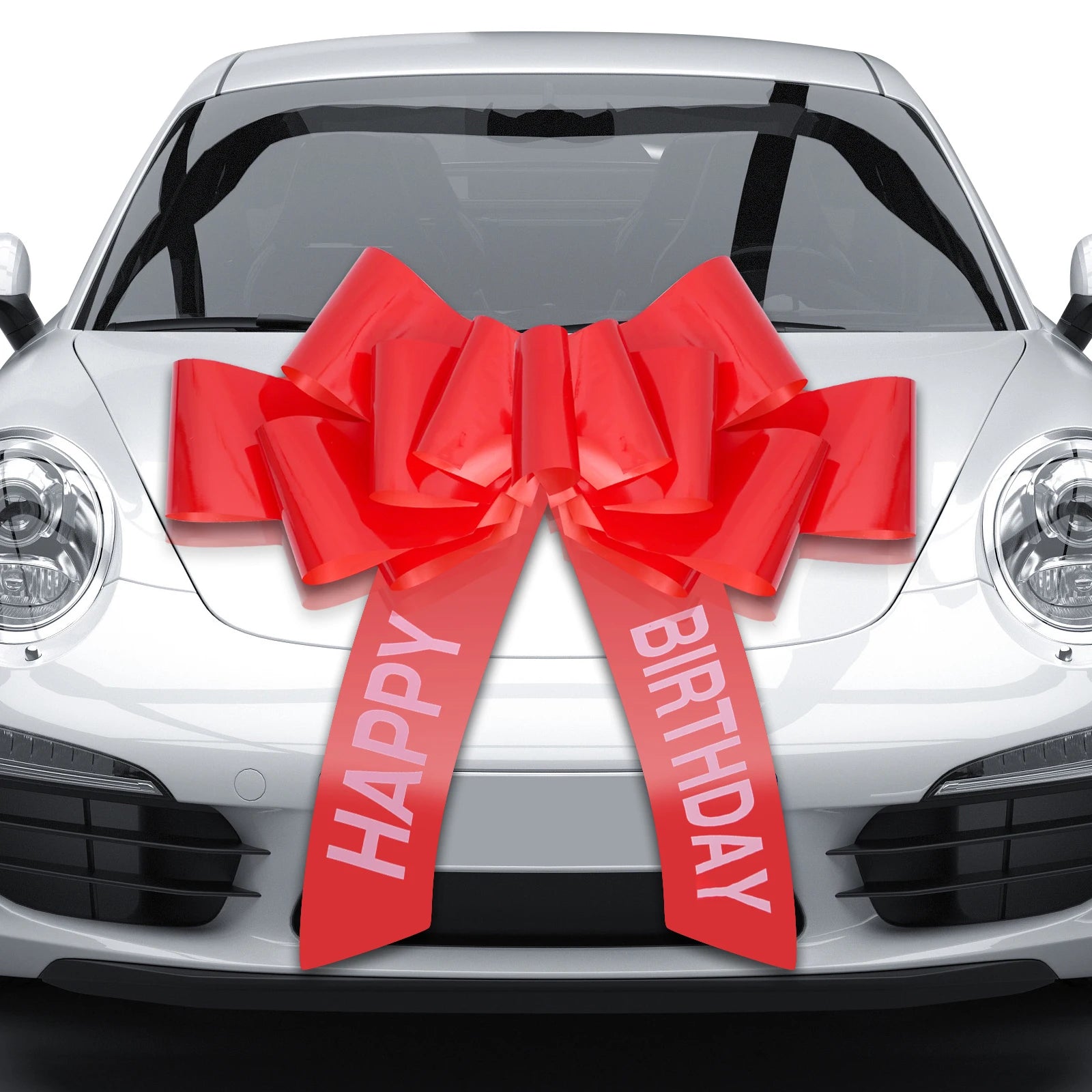 Riesige Happy Birthday Geschenkschleife 30 Zoll – Große Ziehschleife für Auto & Geschenke | Rot