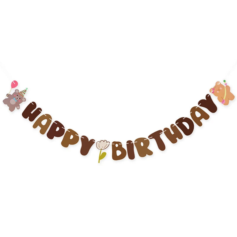 Teddybär Happy Birthday Banner Girlande – Wimpelkette für Kindergeburtstag | 5 Designs