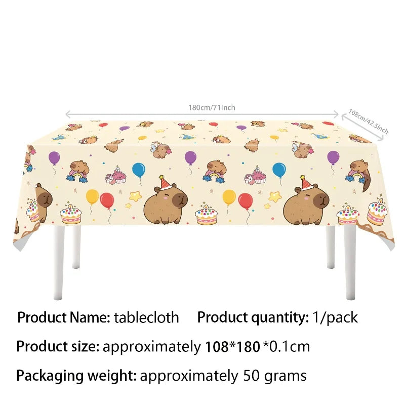 Capybara Birthday Party Decoration Happy Balloons Girl Tablecloth Tableware Surprises Cake Topper Accessories Banner Napkins Set