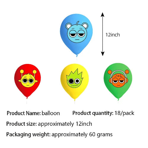 Sprunki Birthday Party Decorations Balloons Backdrop Banners Tableware Set Tablecloth Cups Plates Straws Kids Party Supplies