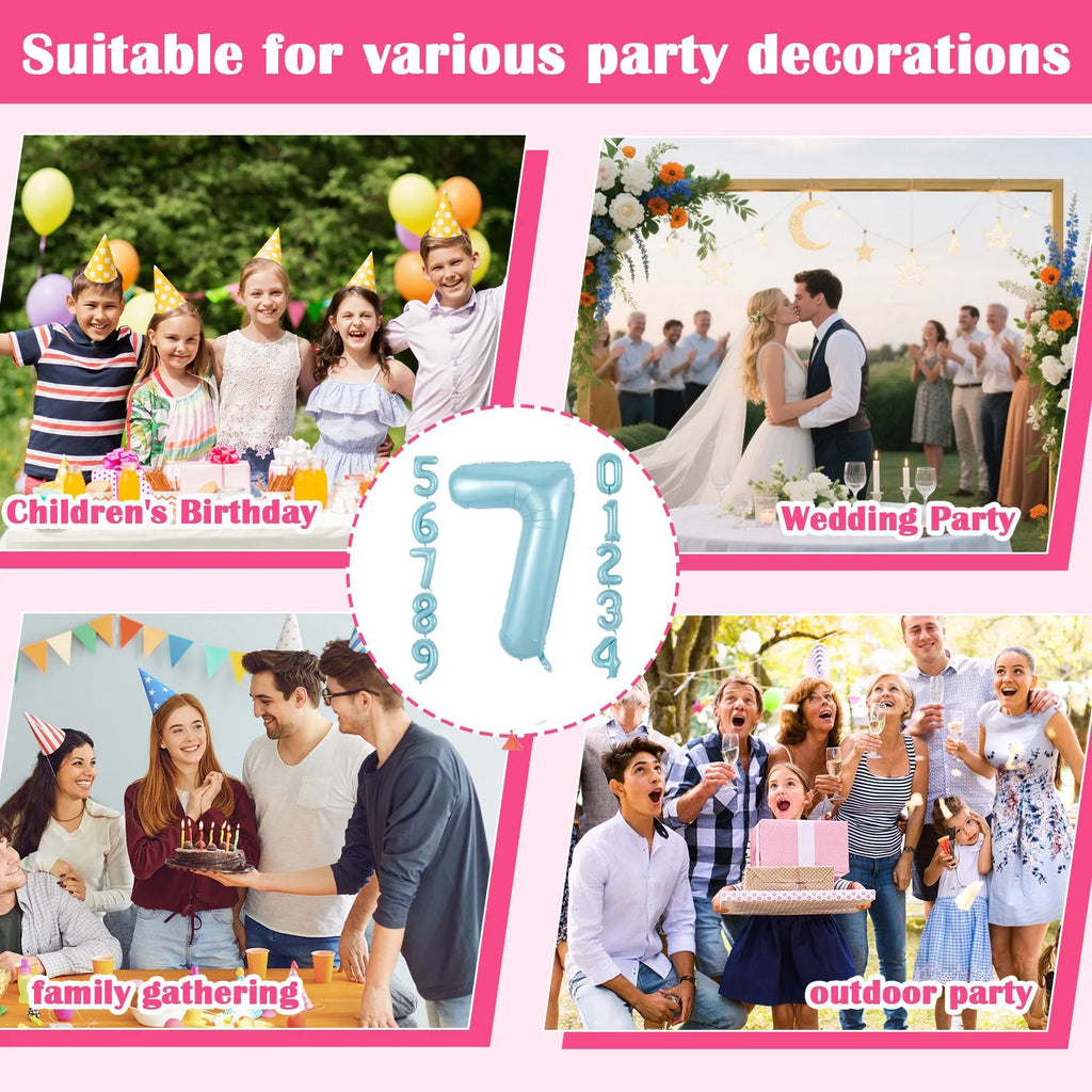 40inch Large Pearl Blue Number Balloons Jungle Safari Birthday Balloon Party Foil Balloon 0 1 2 3 4 5 6 7 8 9 globos Balls