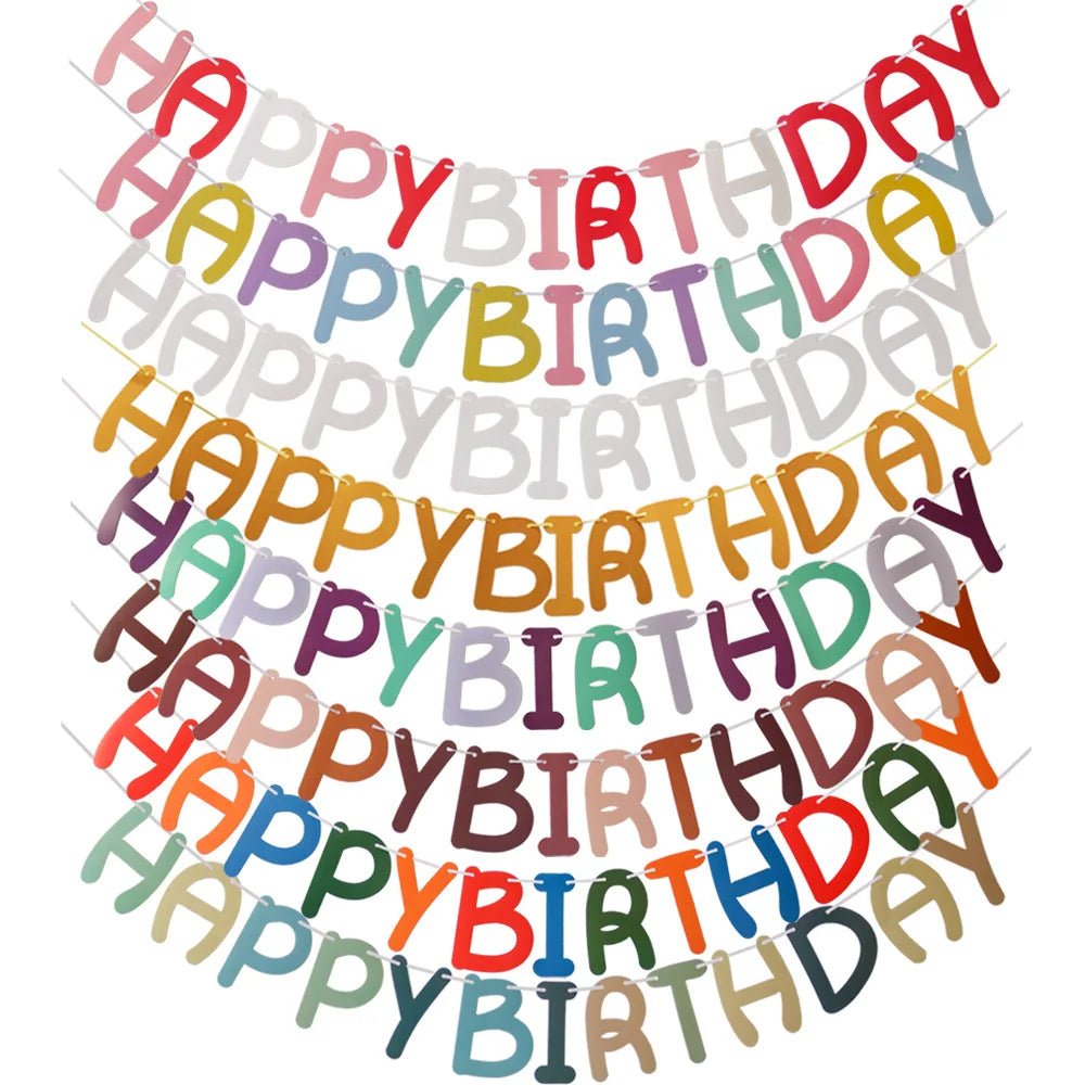 Happy Birthday Letter Banner – Buchstaben Wimpelgirlande als Fotorequisite | 8 Farben