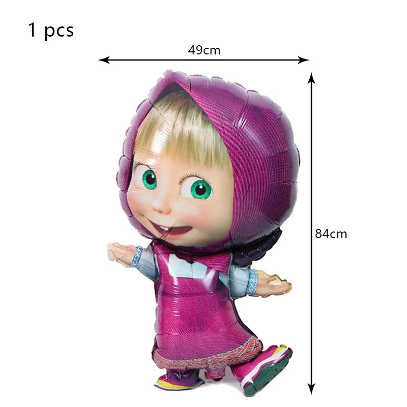 Mashas and Bear Birthday Party Decoration Cartoon Theme Balloons Kids Event Supplies Disposable Tableware Backdrop