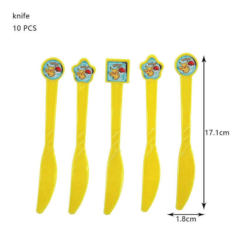 Pokemon Birthday Party Decoration New Ligntning Pikachu Balloon Kid Event Supplies Disposable Tableware Banner Backdrop Plate