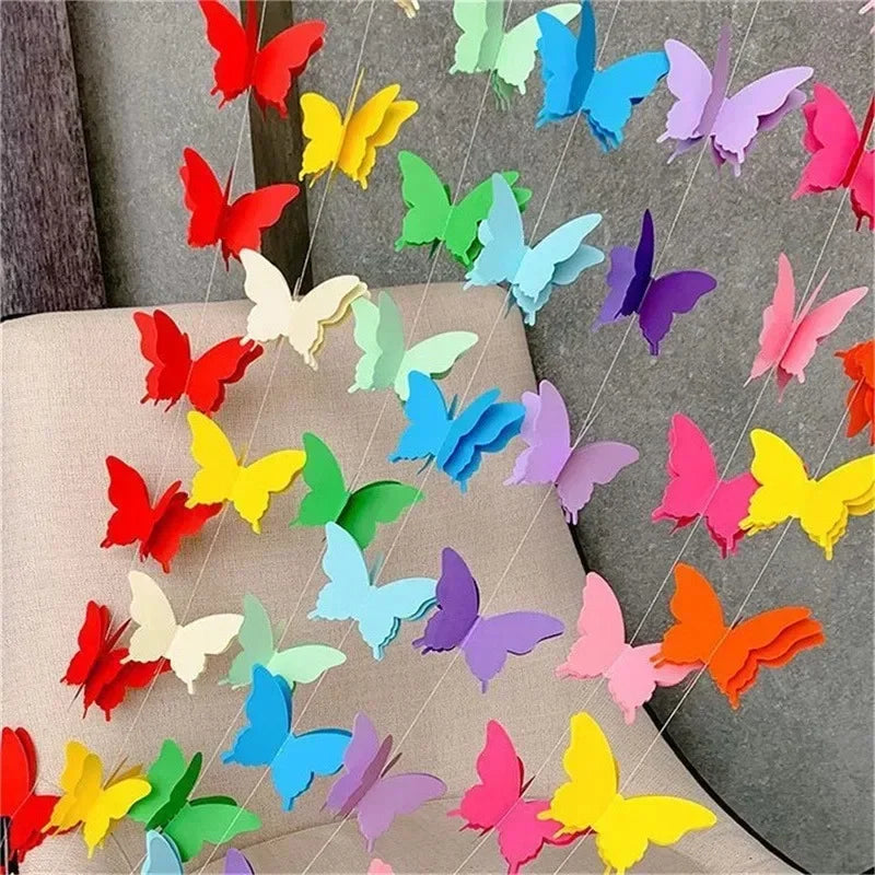3D Schmetterling Papiergirlande – Bunte Wimpelkette für Geburtstag & Party | 2m