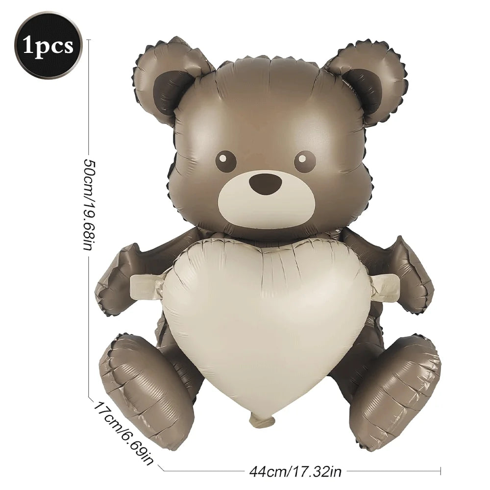 Teddybär Folienballon Set – Süßer Cartoon Bär in Rosa & Creme | Kindergeburtstag & Babyparty