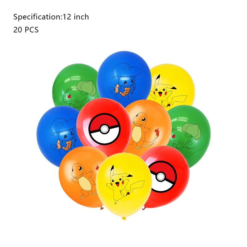 Pokemon Birthday Party Decoration New Ligntning Pikachu Balloon Kid Event Supplies Disposable Tableware Banner Backdrop Plate
