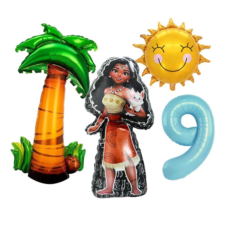 1 Set Ocean Adventure Moana Cartoon  Aluminum Balloons Kids Baby Shower Birthday Party Decoration Supplies
